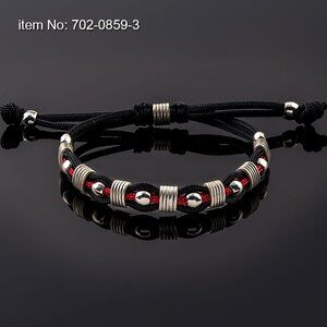 Axion Jewelry Sterling Silver & Cord S-Line motif Paracord Core Men's bracelet